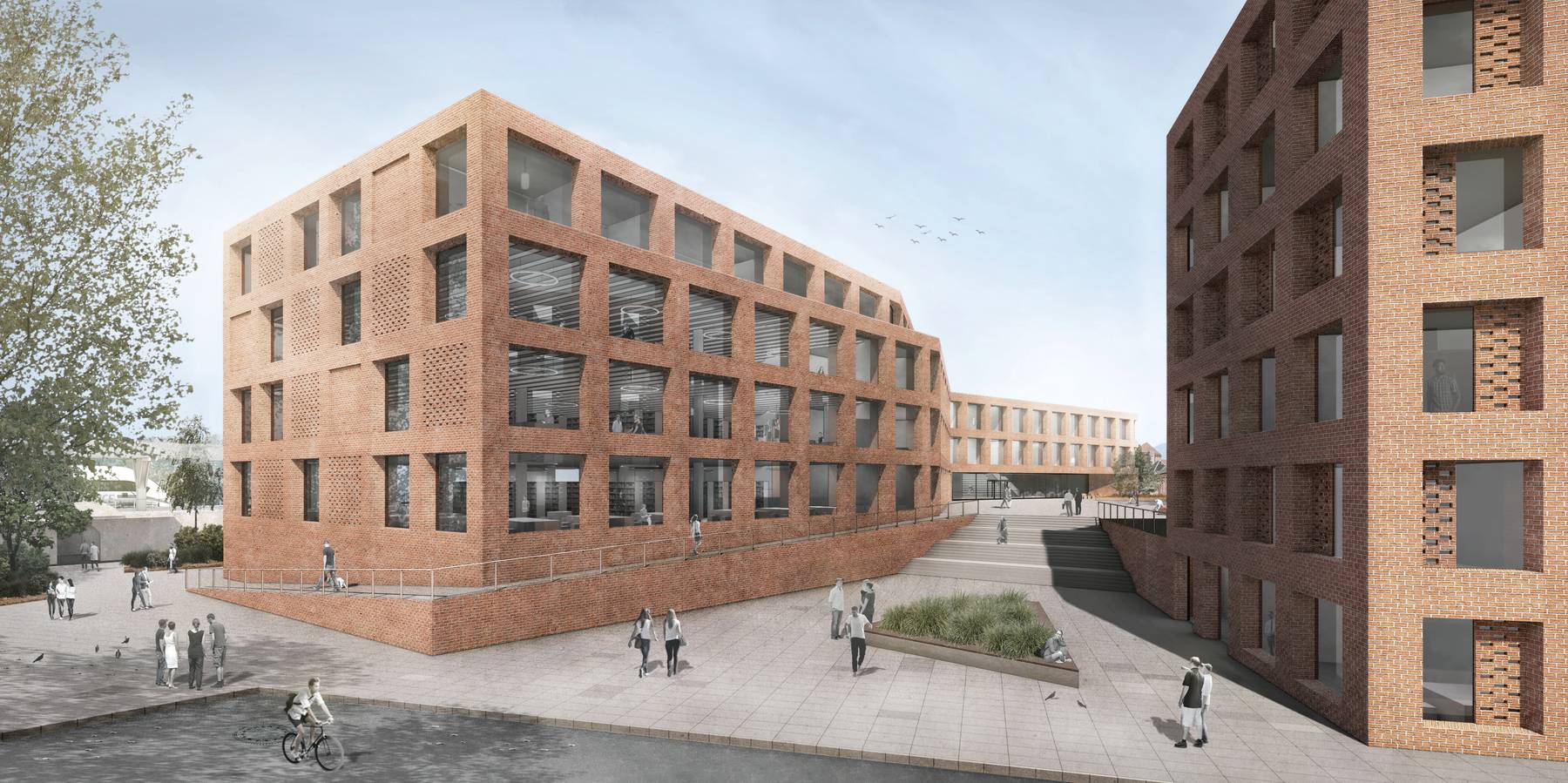 Abbildung des Modells aus dem Wettbewerbsentwurf des Büros BHBVT © 2023 SBL Rostock