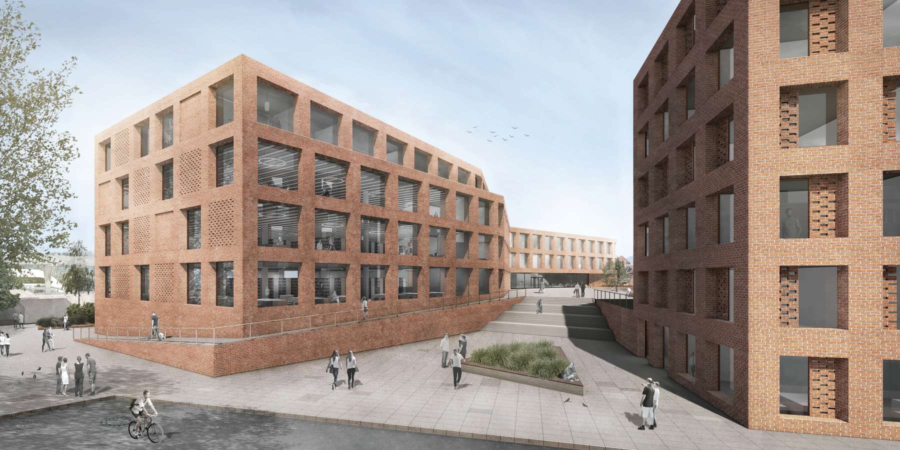 Abbildung des Modells aus dem Wettbewerbsentwurf des Büros BHBVT © 2023 SBL Rostock