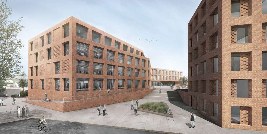 Abbildung des Modells aus dem Wettbewerbsentwurf des Büros BHBVT © 2023 SBL Rostock