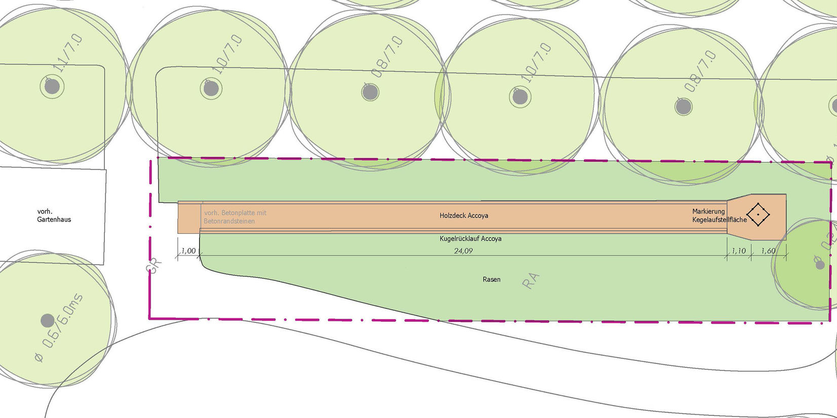 grafische Darstellung der geplanten Kegelbahn © 2023 Steinhausen Justi