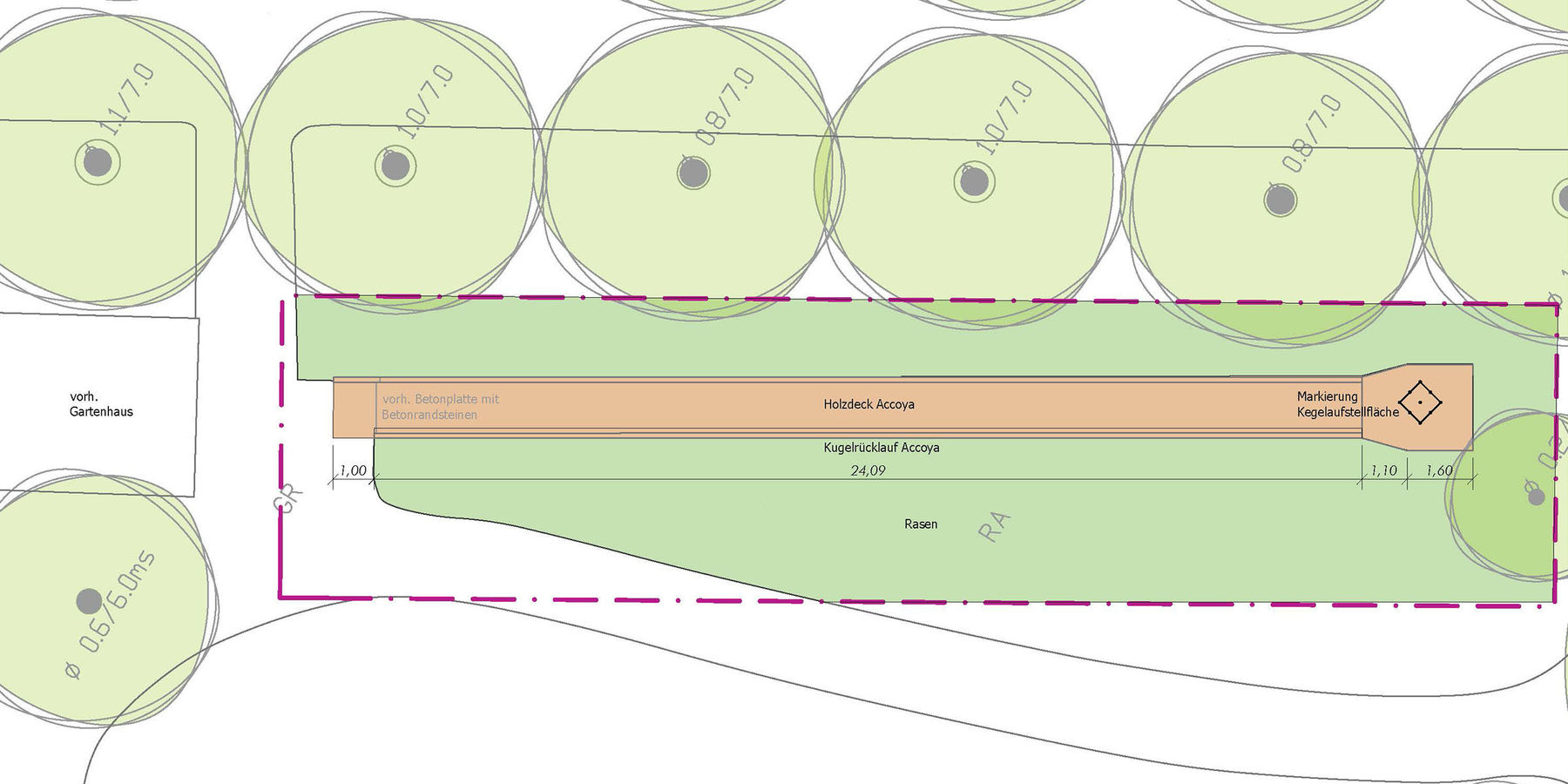 grafische Darstellung der geplanten Kegelbahn © 2023 Steinhausen Justi