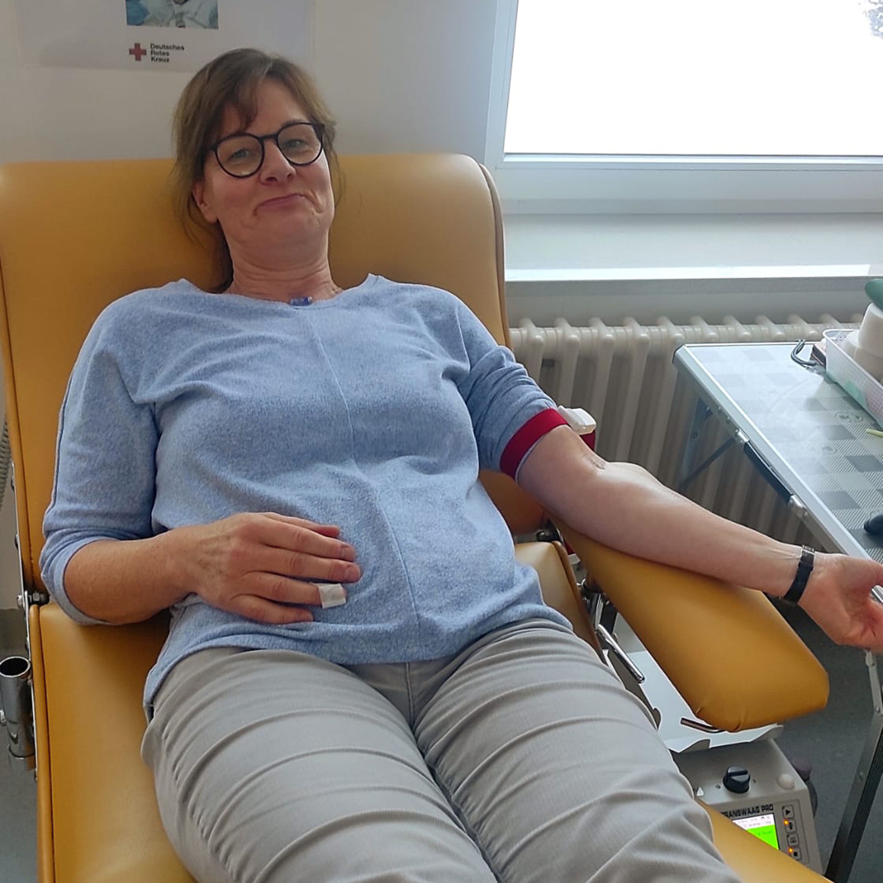 Silke Gehlich spendet Blut © 2023 Staatliches Bau und Liegenschaftsamt Schwerin
