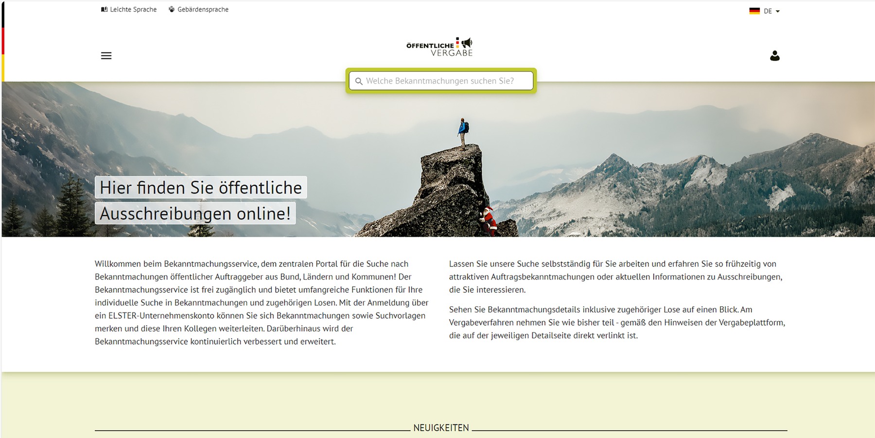 Screenshot eForms - Dezember 2023 © 2023 BMI - oeffentlichevergabe.de