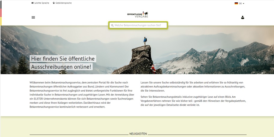 Screenshot eForms - Dezember 2023 © 2023 BMI - oeffentlichevergabe.de