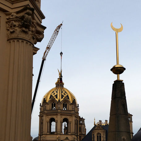 Blick vom Dach zur Prunkkuppel © 2024 SBL Schwerin