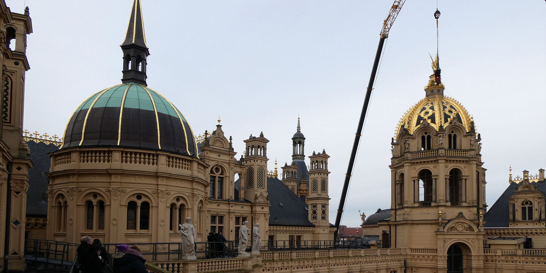 Blick vom Dach zur Prunkkuppel © 2024 SBL Schwerin