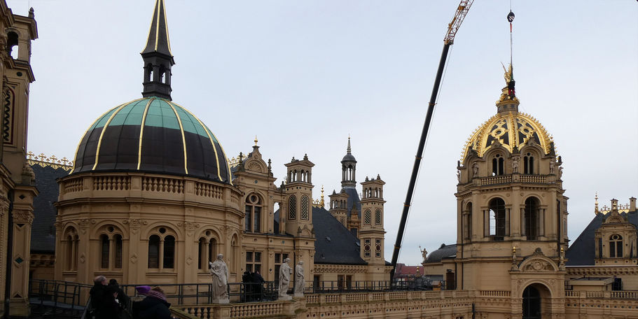 Blick vom Dach zur Prunkkuppel © 2024 SBL Schwerin