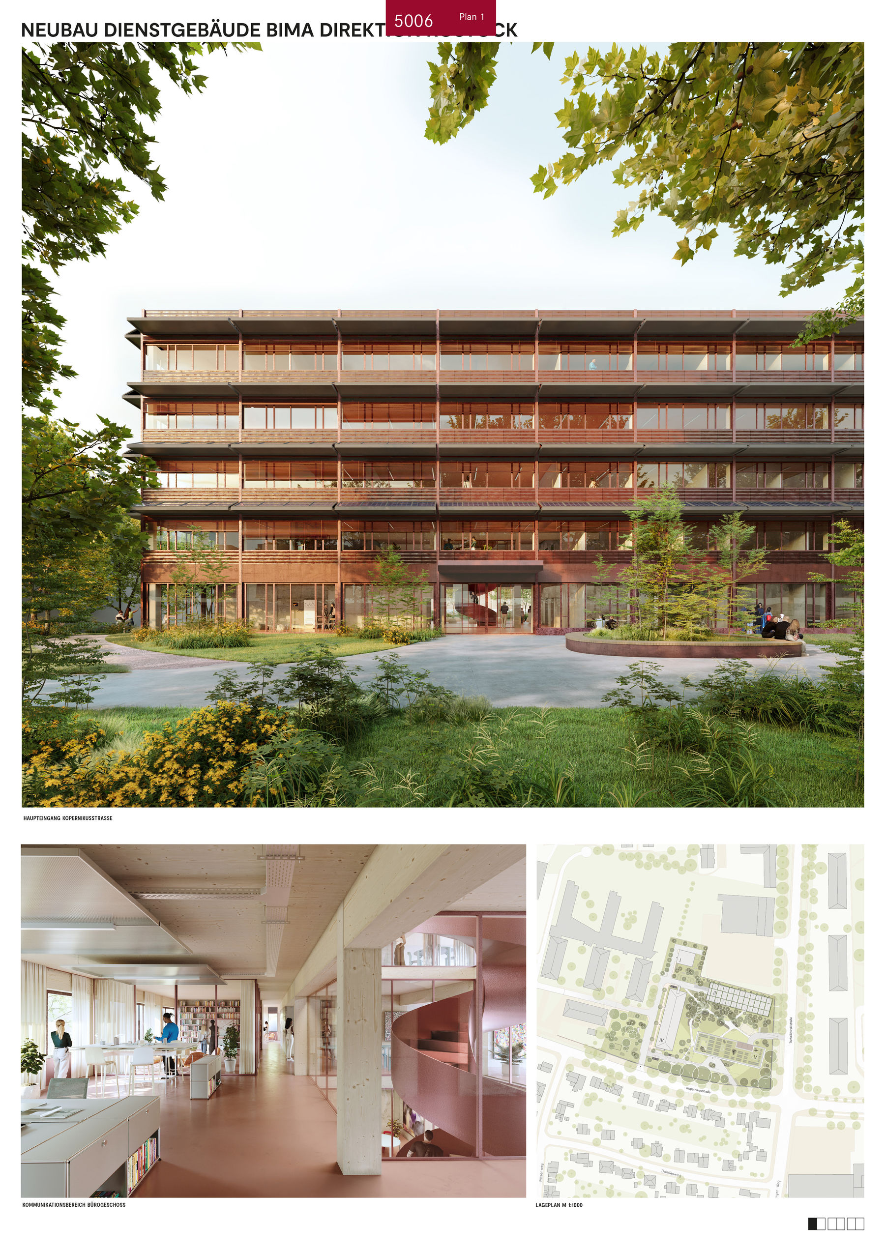 3. Preis: WGA ZT aus Wien mit Holzer Kobler Architekturen GmbH, Berlin mit Nolte | Gehrke Part. v. Landschaftsarchitekten mbB und Bauart TGA und Konstruktions GmbH   Co. KG © 2024 SBL Schwerin