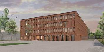 Computeranimation der Außenperspektive des Neubaus © 2024 Huber Staudt Architekten mbH, Berlin