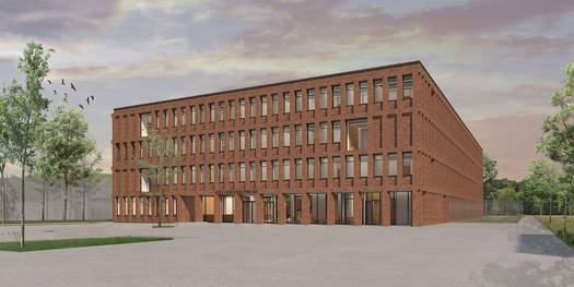 Computeranimation der Außenperspektive des Neubaus © 2024 Huber Staudt Architekten mbH, Berlin