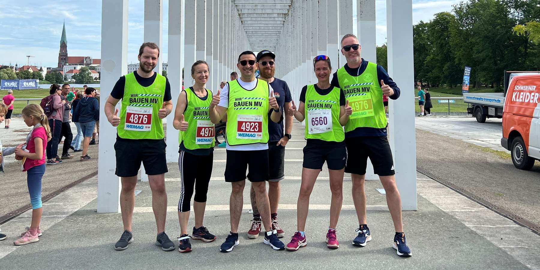 v.l.n.r.  Alexander Cordes, Maxi Raithel, Zaher Khatib, Christian Radewald, Claudia Rohatzsch und Andreas Röwe © SBL Schwerin