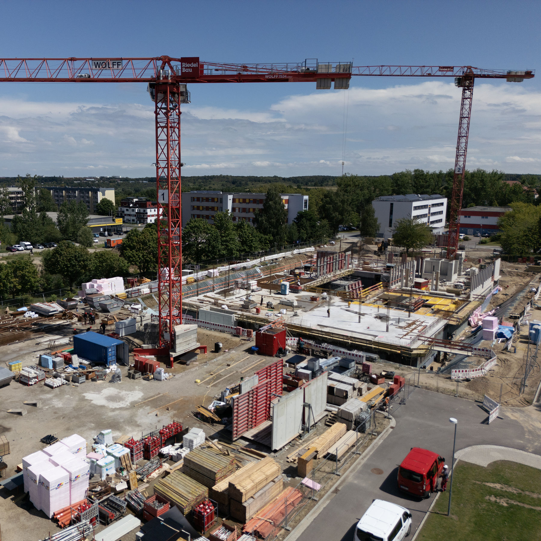 Blick auf die Baustelle Neubau Polizeizentrum Neubrandenburg © 2024 Staatliches Bau- und Liegenschaftsamt Neubrandenburg