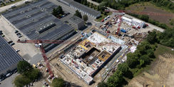 Blick auf die Baustelle Neubau Polizeizentrum Neubrandenburg © 2024 Staatliches Bau- und Liegenschaftsamt Neubrandenburg