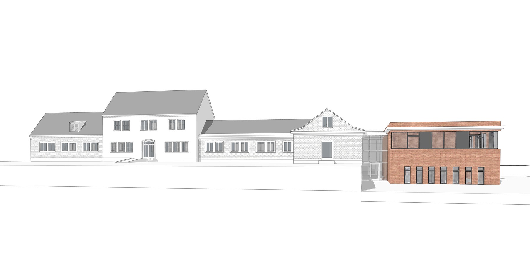 Ansicht Altbau + Neubau © 2024 Warnkross.Kartheus.Architekten.PartGmbB Stralsund