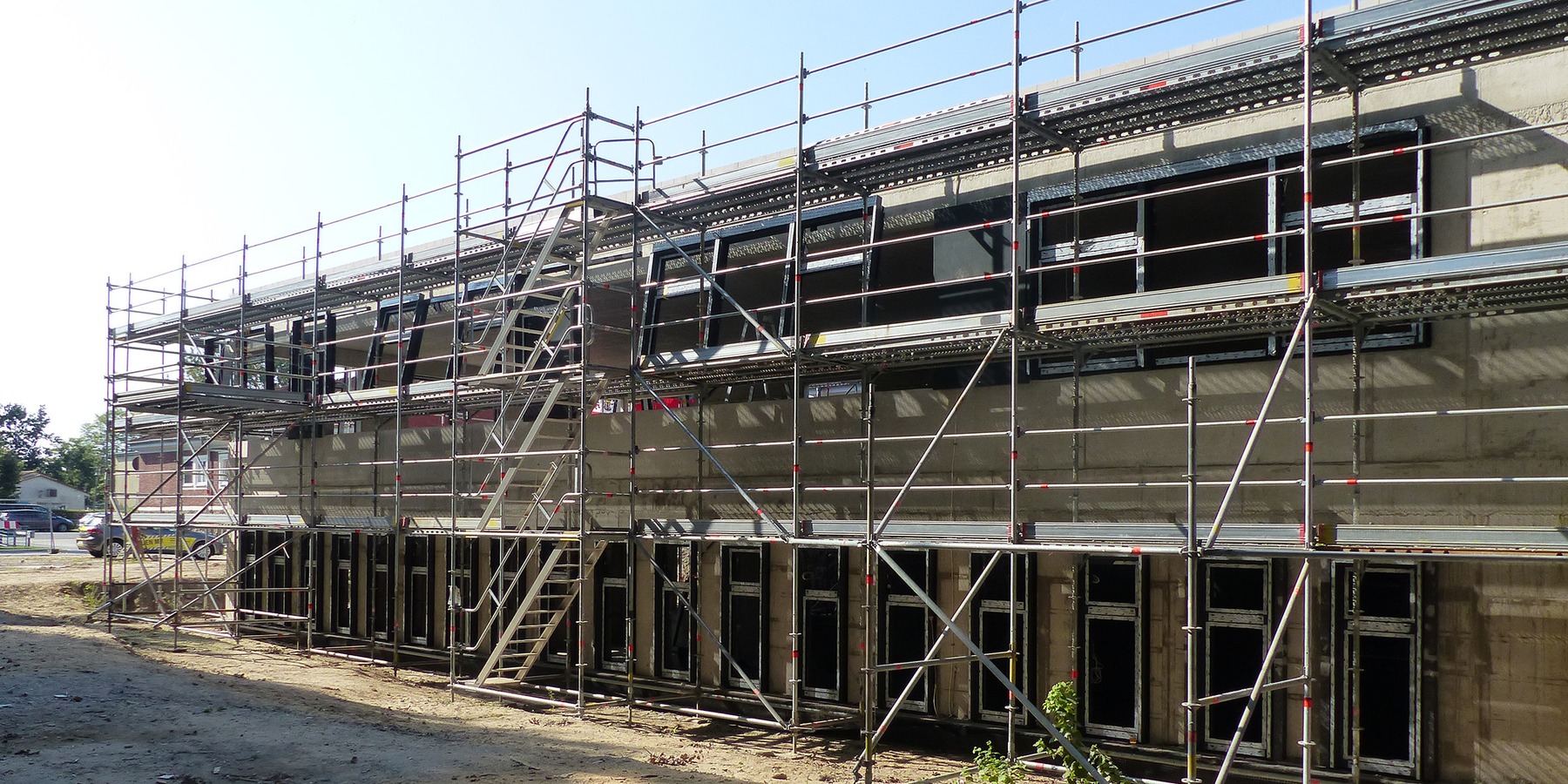 Blick auf den fertig gestellten zweigeschossigen Rohbau © 2024 SBL Greifswald