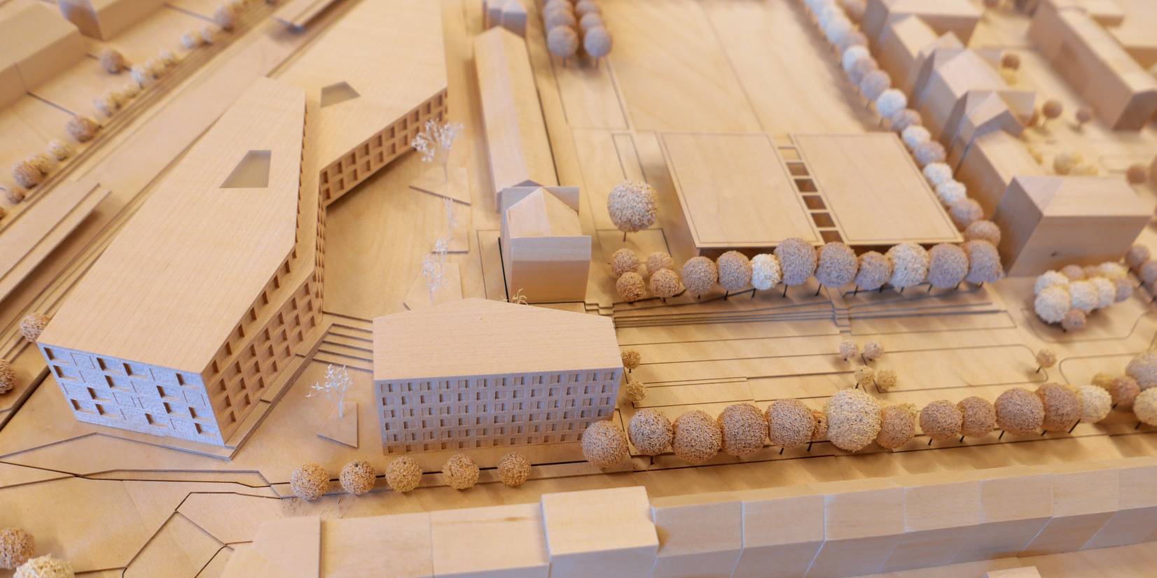 Abbildung des Modells aus dem Wettbewerbsentwurf des Büros BHBVT © 2023 SBL Rostock