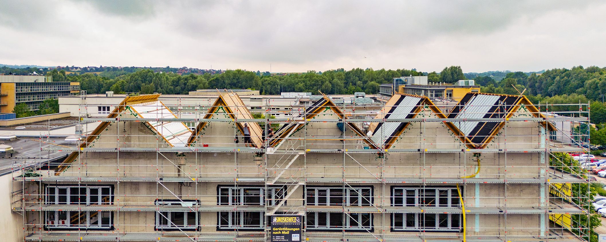 Bauarbeiten am Erweiterungsbau der Bibliothek laufen auf Hochtouren ©2024 Christian Hoffmann (SBL-MV / Finanzministerium MV)