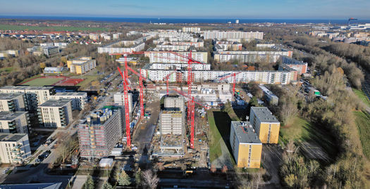 Mit Ostseeblick: Blick über die Baustelle Richtung Norden. © 2024 Christian Hoffmann (sbl-mv / FM)