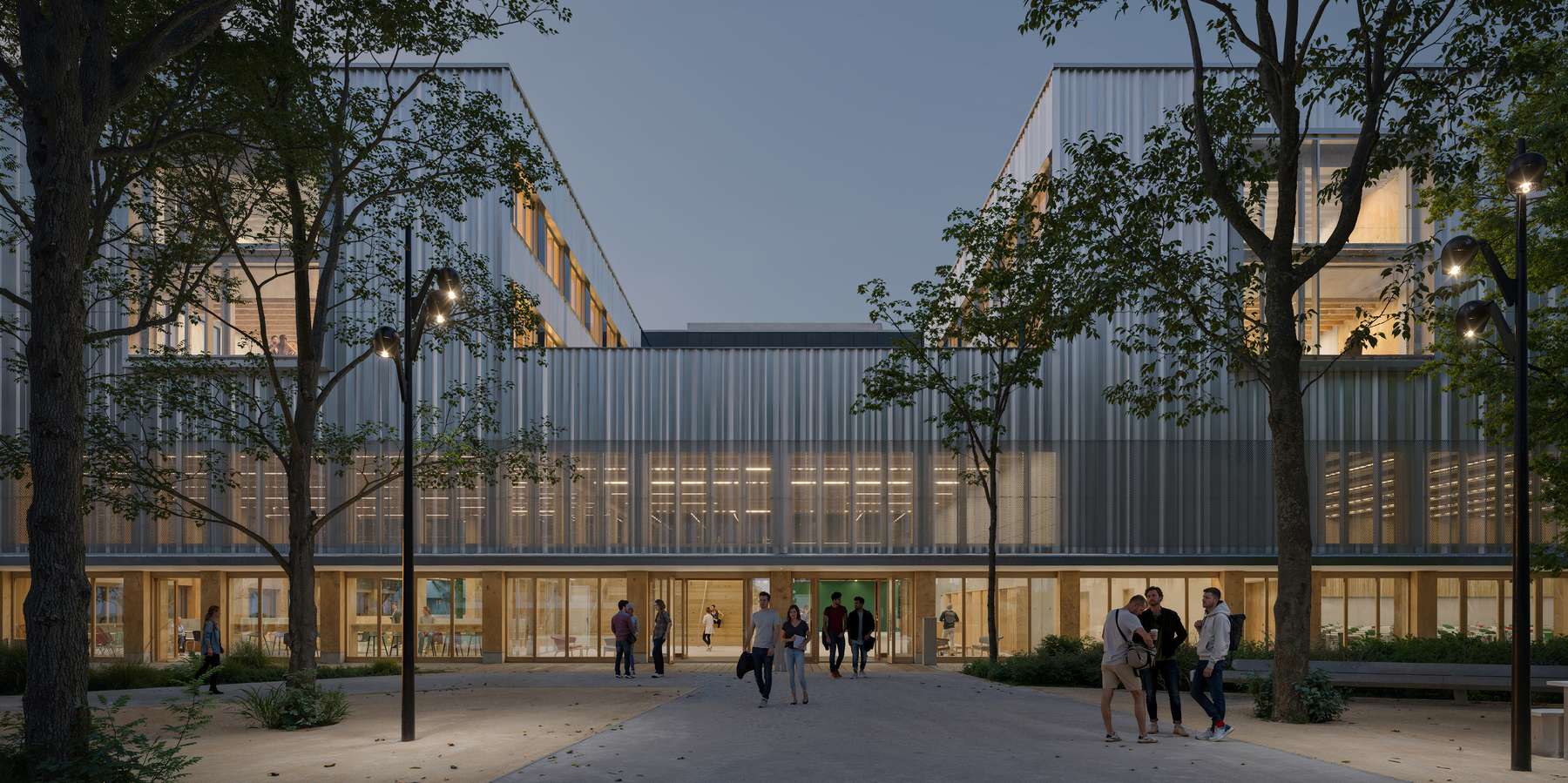 Eingang Hochschule abend © ©sauerbruch hutton/ artefactory