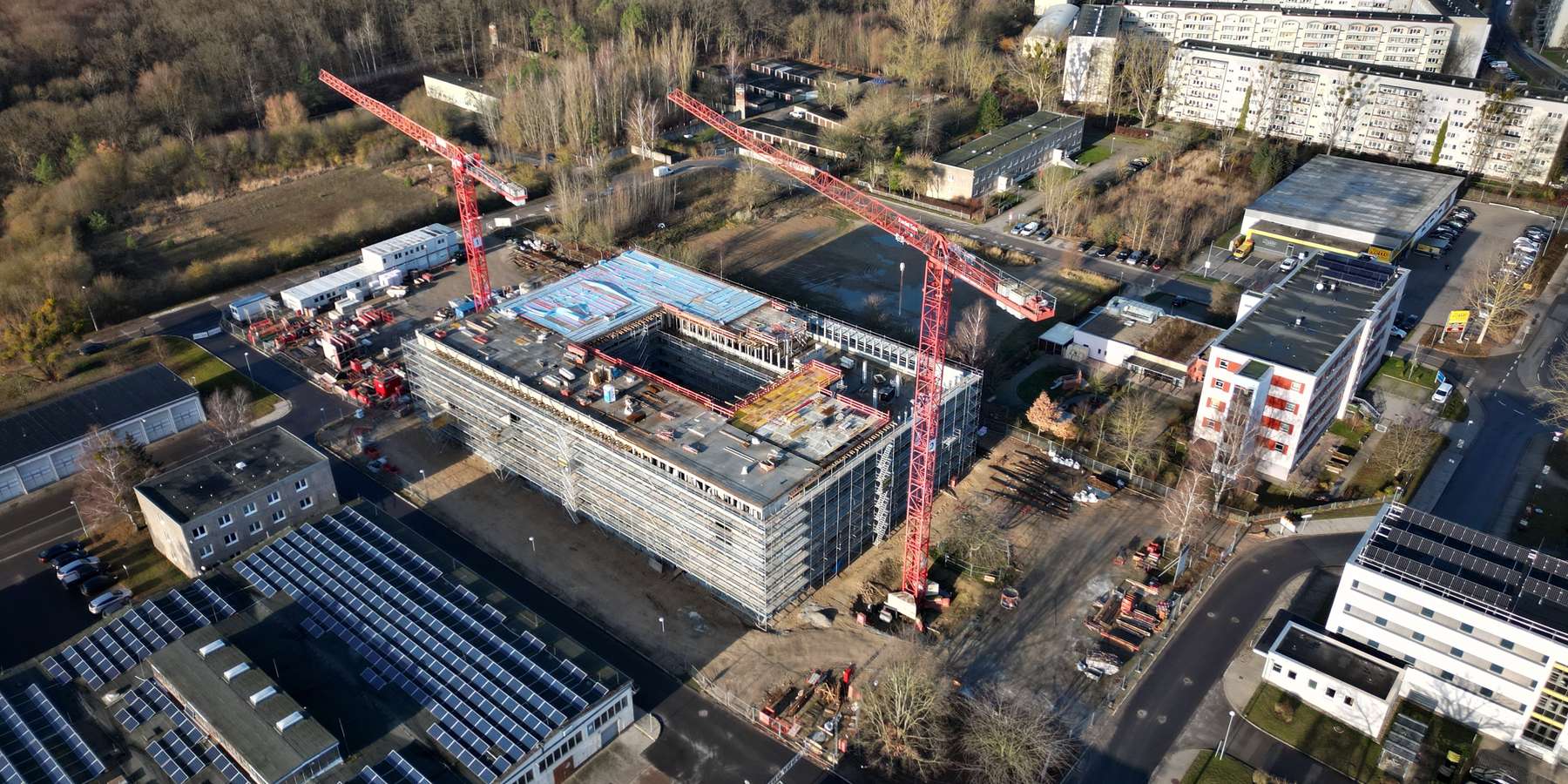 Blick auf die Baustelle im Dezember 2024 © 2024 Christian Hoffmann (SBL-MV / Finanzministerium MV)