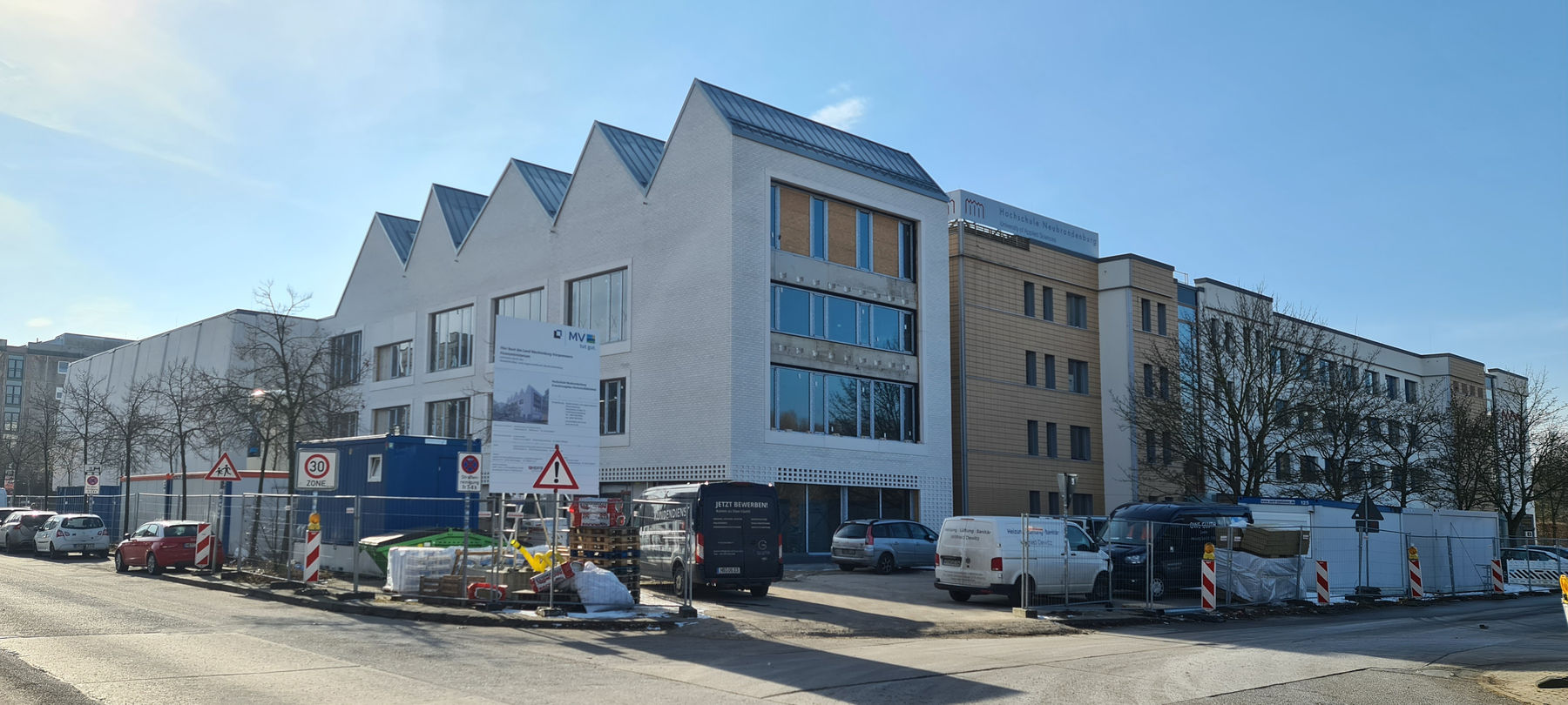 Bauarbeiten am Erweiterungsbau der Bibliothek im Februar 2025 © 2025 SBL Neubrandenburg