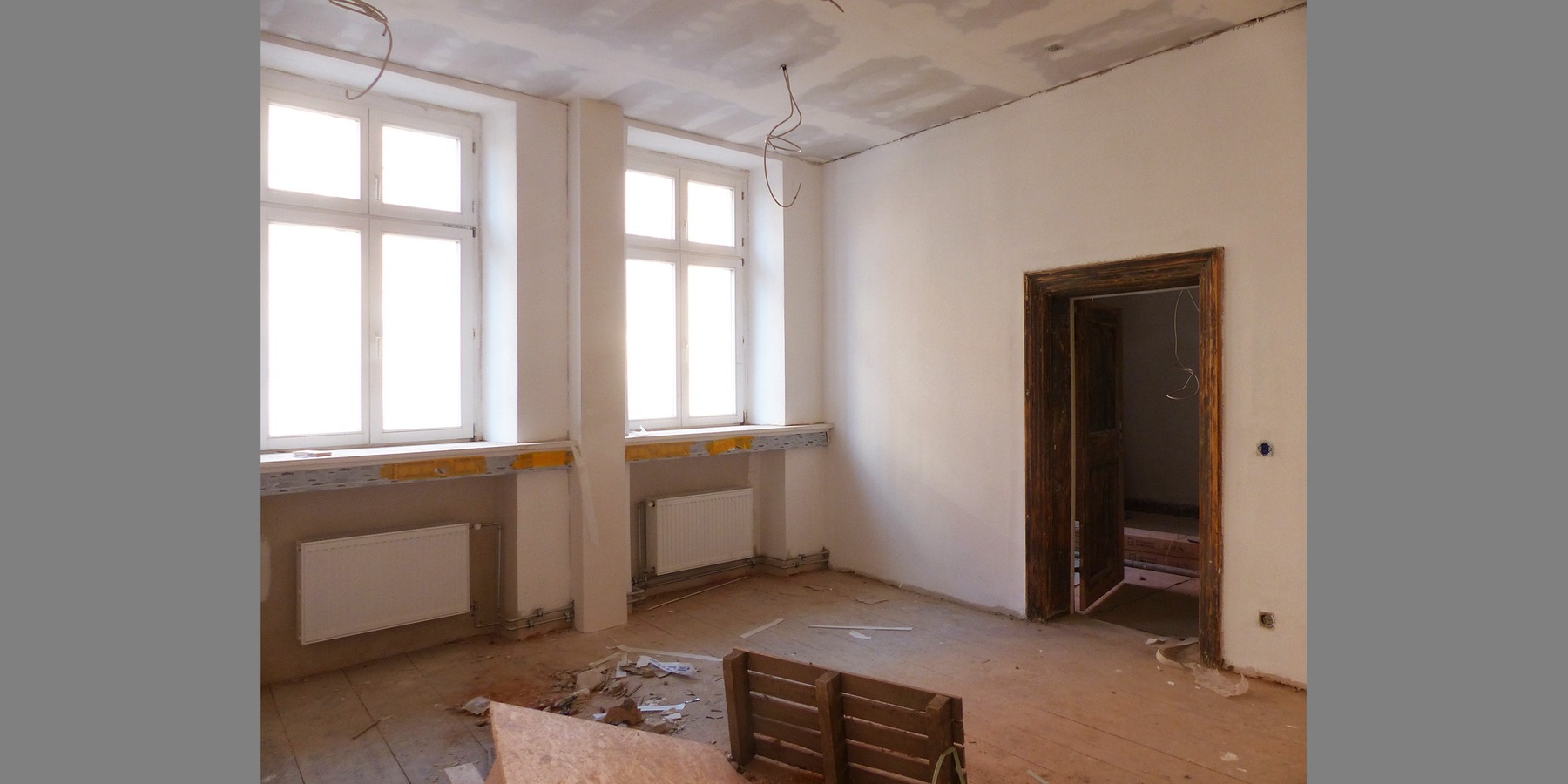 Blick in einen der zukünftigen Büroräume im Gebäude Domstraße 9 © 2025 SBL Greifswald