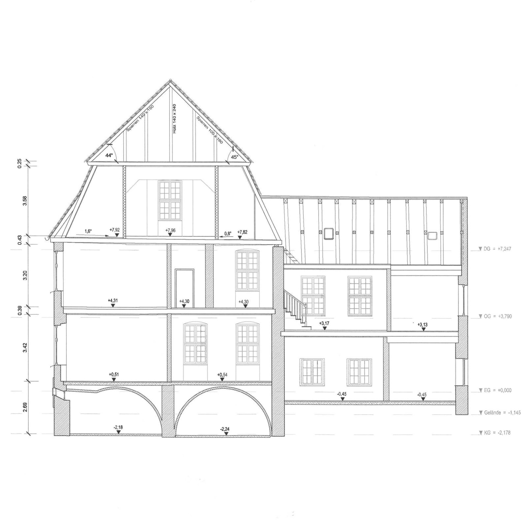 Schnitt Domstraße 10 - Bestand 2020 © 2020 Kottke Architekten