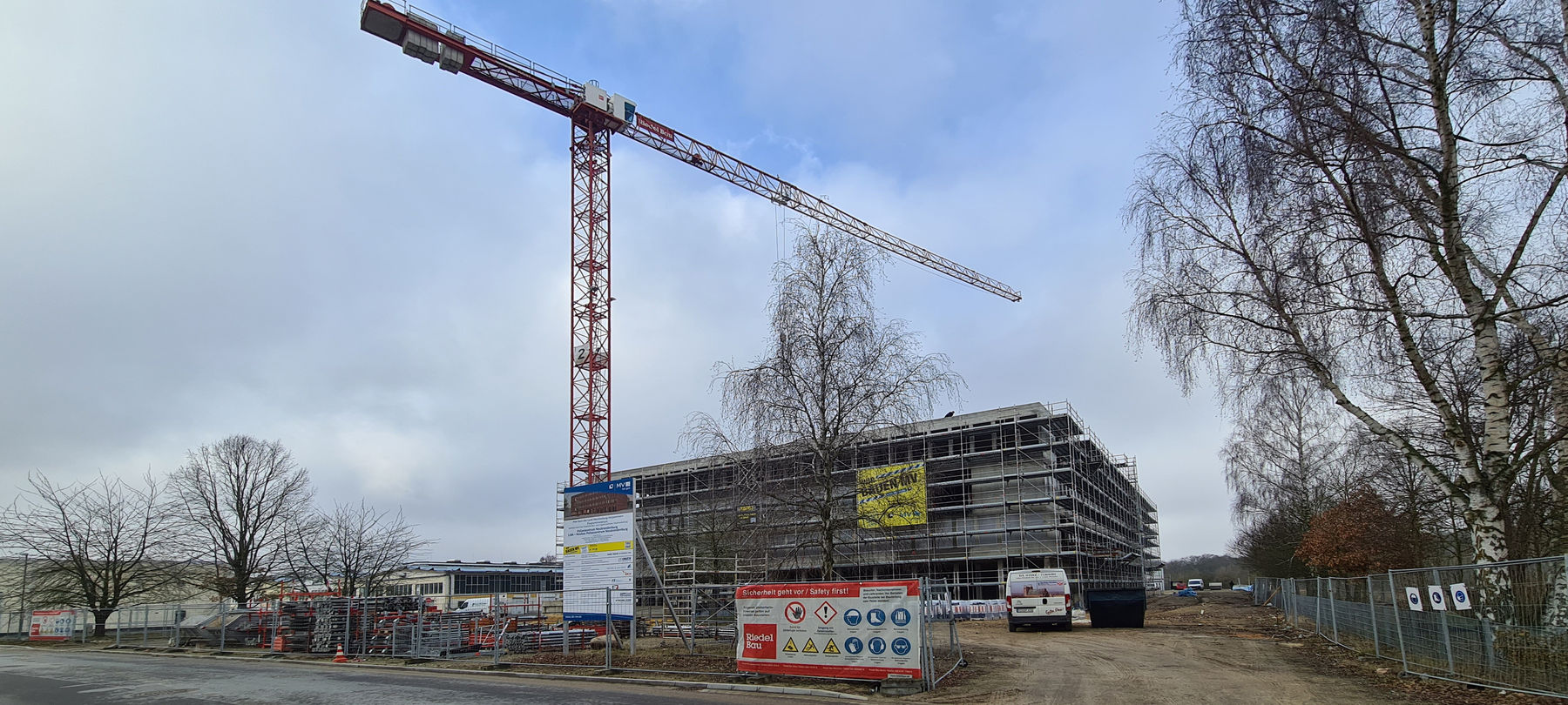 Ansicht des fertiggestellten Rohbaus im Februar 2025 © 2025 SBL Neubrandenburg