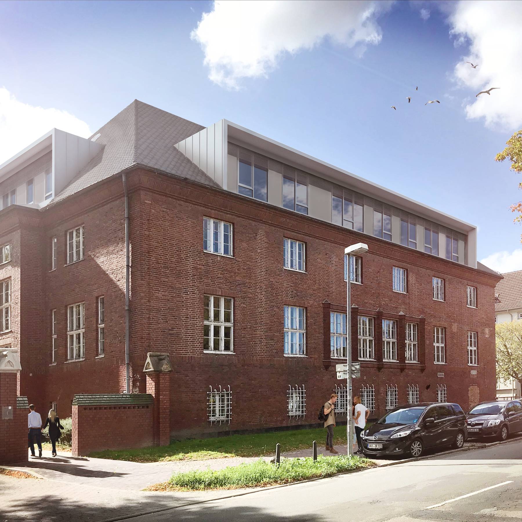 Ansicht der künftigen Juristischen Fakultät von der Ulmenstraße © 2025 SBL Rostock