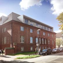 Ansicht der künftigen Juristischen Fakultät von der Ulmenstraße © 2025 SBL Rostock