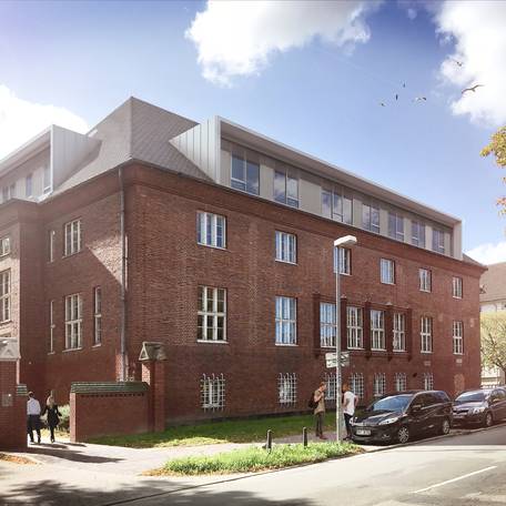 Ansicht der künftigen Juristischen Fakultät von der Ulmenstraße © 2025 SBL Rostock