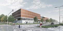 Visualisierung - so wird sich der Forschungsneubau nach Fertigstellung präsentieren © 2025 MHB Rostock