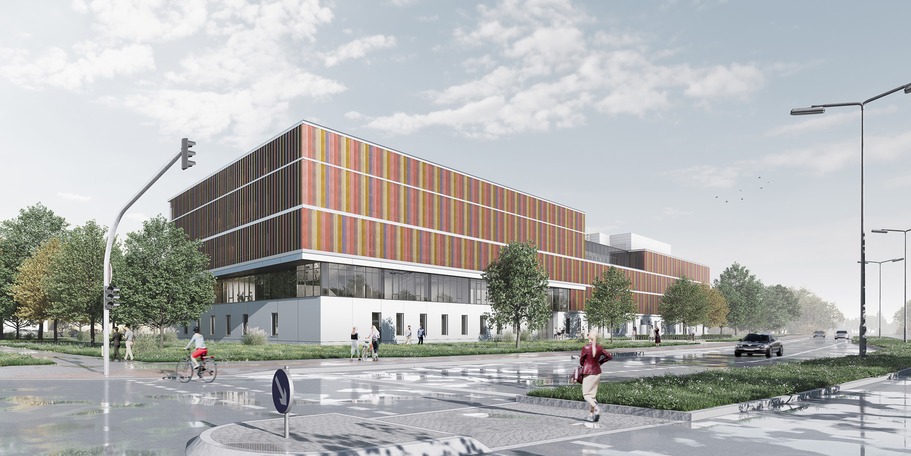 Visualisierung - so wird sich der Forschungsneubau nach Fertigstellung präsentieren © 2025 MHB Rostock