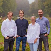 von links: Andreas Freiheit, Tobias Helm, Susanne Dahmen und Benjamin Kroll © 2025 Christian Hoffmann (SBL-MV / Ministerium für Finanzen und Digitalisierung MV)