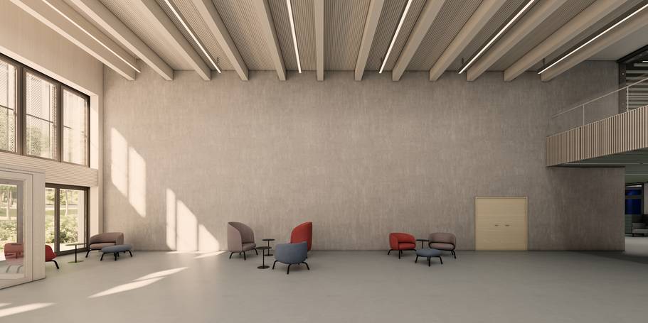 Visualisierung Wand im Nebenfoyer © 2024 Sauerbruch Hutton