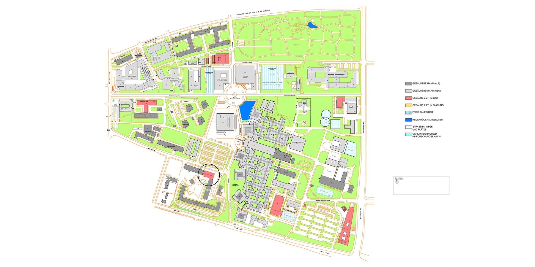 Masterplan Campus Berthold-Beitz-Platz mit Standortkennzeichnung des Gebäudes Digitales Bildungszentrum der UMG © 2026 SBL Greifswald