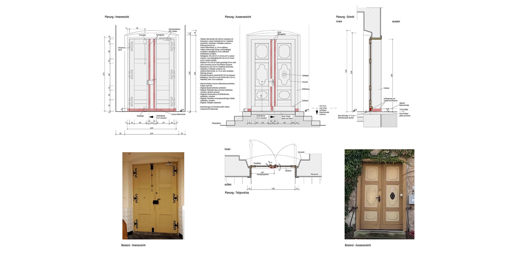 Auszug AFU-Planung - Detailplanung zur Sanierung und Aufarbeitung Hauseingangstür © 2025 fmra architekten Part mbB, Greifswald