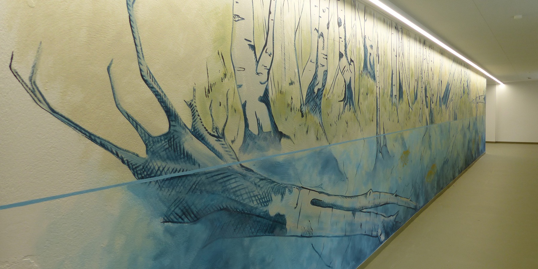 Wandgestaltung in den Fluren im Untergeschoss des Altbaus © 2026 SBL Greifswald