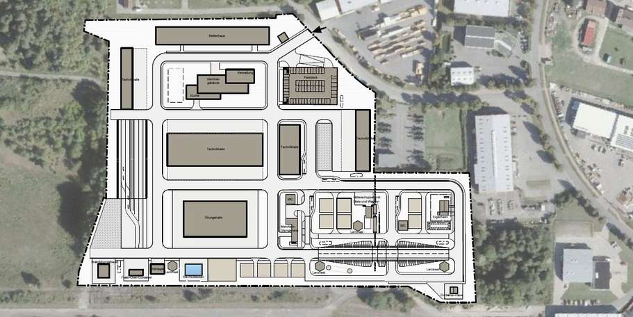 Von oben auf das Grundstück entlang der Ahornstraße geschaut. © 2026 SBL Neubrandenburg