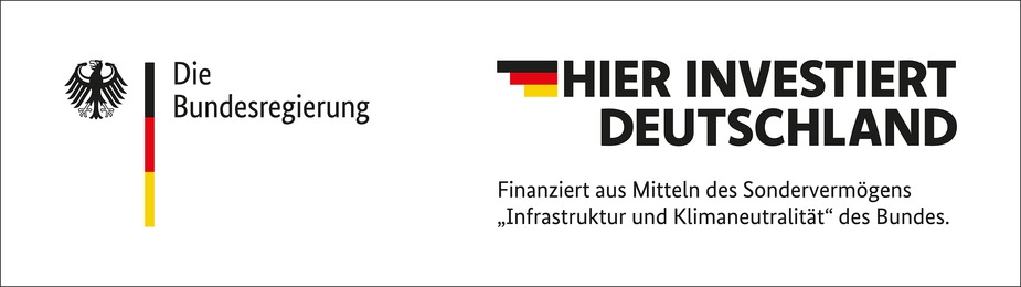 Dieses Bauprojekt wird finanziert aus Mitteln des Sondervermögens  Infrastruktur und Klimaneutralität  des Bundes. © 2026 Bundesrepublik Deutschland