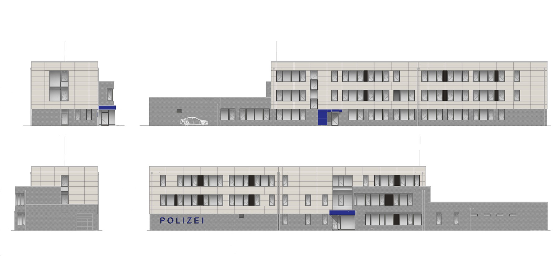 Ansichten nach aktuellem Planstand - diese werden im Zuge der AFU-Planung an die tatsächliche Standortsituation angepasst © 2026 SBL Schwerin