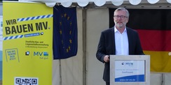 Dr. Heiko Geue, Minister für Finanzen und Digitalisierung Mecklenburg-Vorpommern, bei seinem Grußwort © 2026 SBL Greifswald